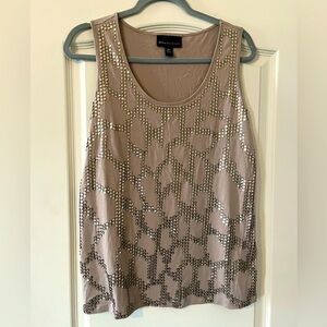 Dana Buchman Tan Sequin Embellished Women's sleeveless Blouse Size Medium